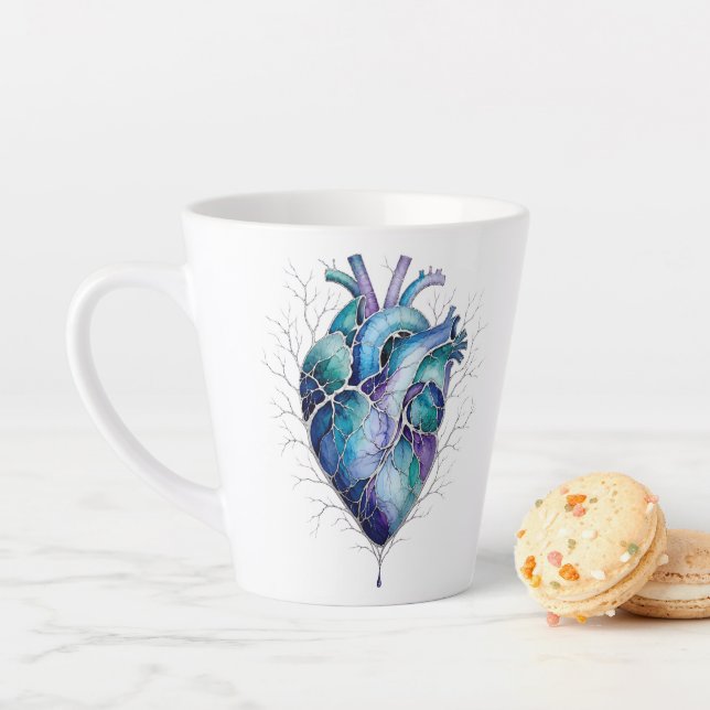 Blue & Purple Anatomical Heart Latte Mug (In Situ)