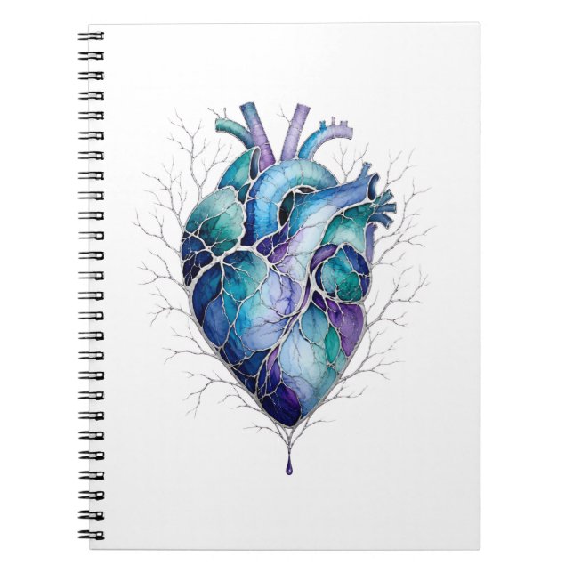 Blue & Purple Anatomical Heart Notebook (Front)