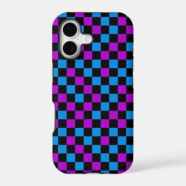 Blue Purple And Black Chequered Pattern  (Back)