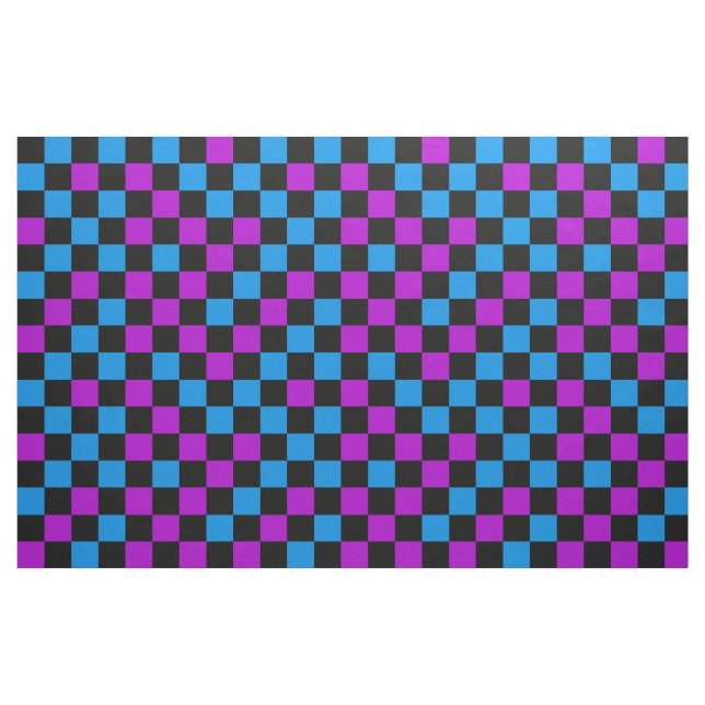 Blue Purple And Black Chequered Pattern  Fabric (Fat Quarter)