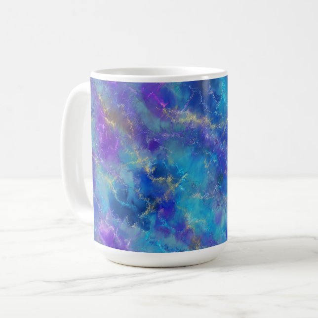 Blue, Purple and Gold Marble Pattern  Coffee Mug (Front Left)