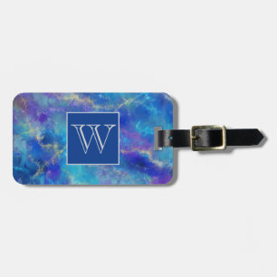 Blue, Purple, and Gold Marble Pattern Luggage Tag