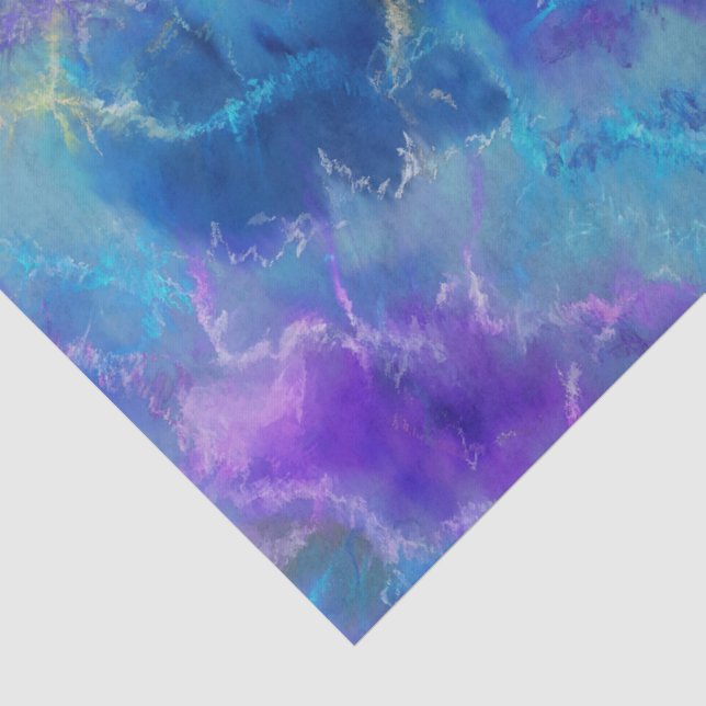 Blue, Purple, and Gold Marble Pattern Tissue Paper (Detail)