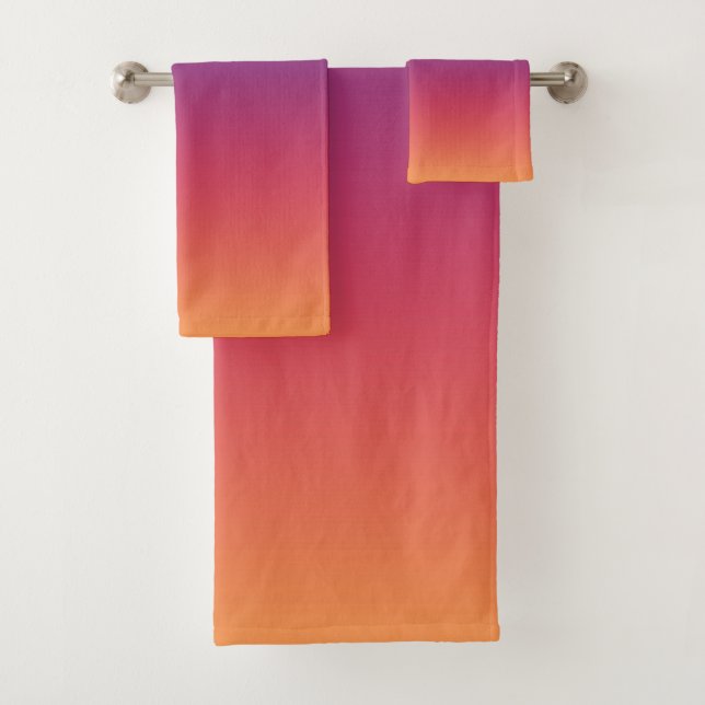 Blue Purple and Orange Gradient Bath Towel Set (Insitu)