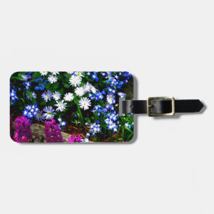 Blue Purple And White Floral Design Products Luggage Tag