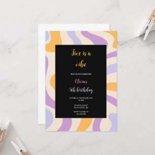 blue,purple and yellow groovy birthday invitation