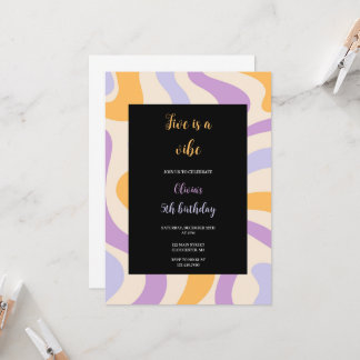 blue,purple and yellow groovy birthday invitation