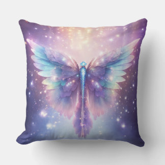 Blue Purple Angel Wings Design Cushion