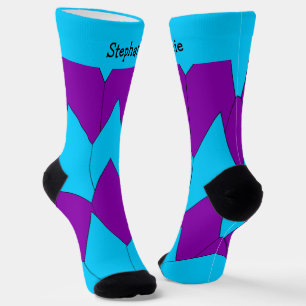 Blue Purple Art Deco Design Socks