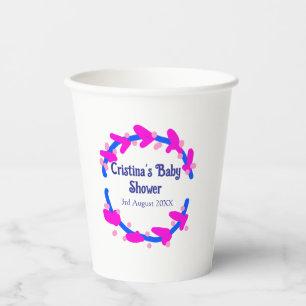 Blue purple baby shower floral wreath boho add nam paper cups