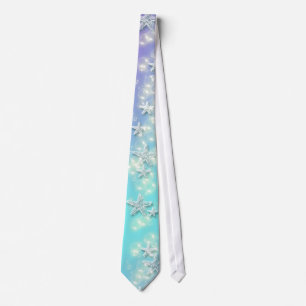 Blue purple beach starfish wedding tie