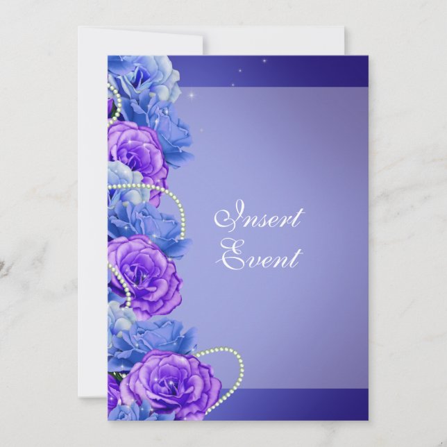 Blue purple birthday engagement wedding invitation (Front)