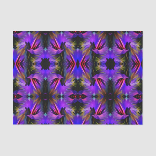 Blue Purple Brush Swirls Abstract Decoupage Tissue Paper (Front)