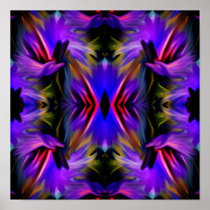 Blue Purple Brush Swirls Abstract    Poster