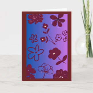 Blue Purple & Burgundy Floral Design Card