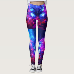 Blue + Purple Butterflies On a Customised Snug Leggings