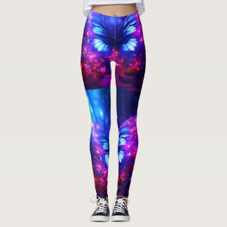 Blue + Purple Butterflies On a Customised Snug Leggings