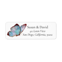 Blue Purple Butterfly Insect Address Label