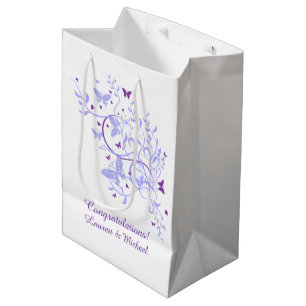 Blue Purple Butterfly Wedding Medium Gift Bag