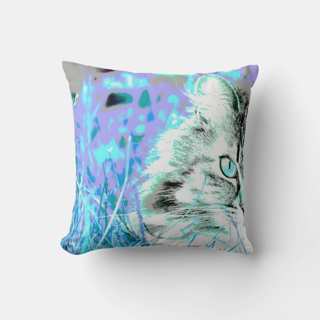 Blue-Purple Cat Pillow (Front)