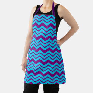 Blue Purple Chevron Zigzag Design Apron