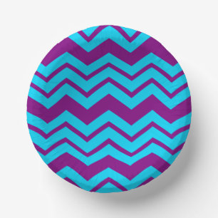 Blue Purple Chevron Zigzag Design Paper Plate