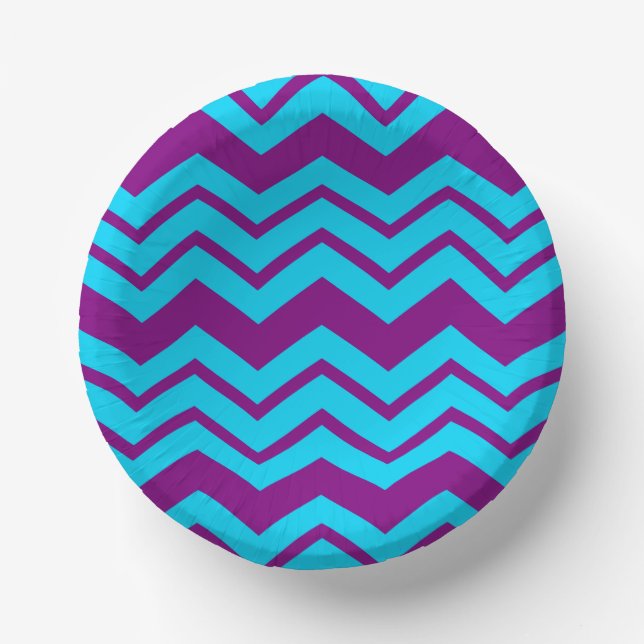 Blue Purple Chevron Zigzag Design  Paper Plate (Front)