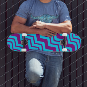 Blue Purple Chevron Zigzag Design  Skateboard