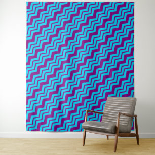 Blue Purple Chevron Zigzag Design Tapestry