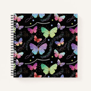 Blue Purple Chic Butterflies Pattern Notebook