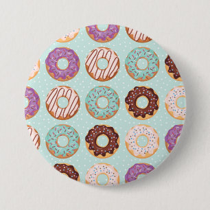 Blue, Purple, Chocolate Iced Doughnuts Bakery Tre 7.5 Cm Round Badge