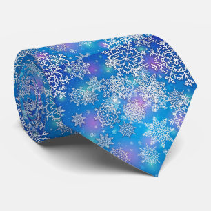 Blue Purple Christmas Winter Neck Tie