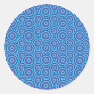 Blue & Purple Circles Fun on Blue! Seamless Classic Round Sticker