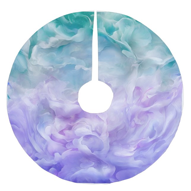 Blue & purple cloud swirl brushed polyester tree skirt (Front)