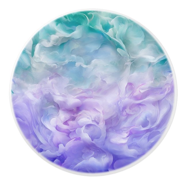 Blue & purple cloud swirl ceramic knob (Front)