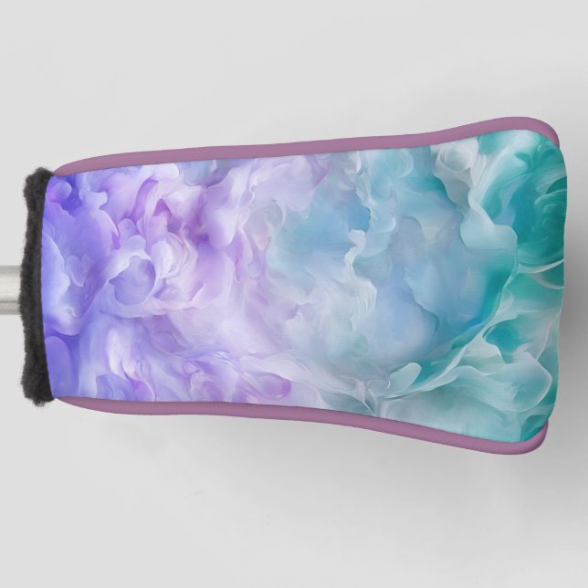 Blue & purple cloud swirl golf head cover (Front)