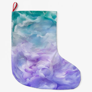 Blue & purple cloud swirl large christmas stocking