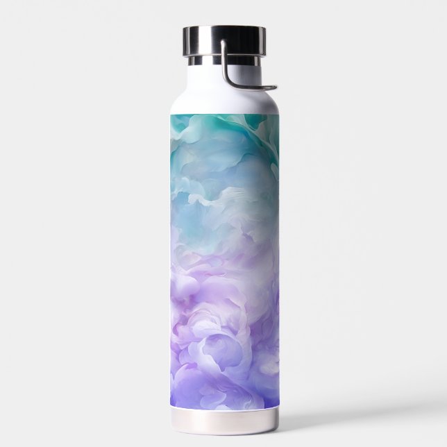 Blue & purple cloud swirl water bottle (Left)