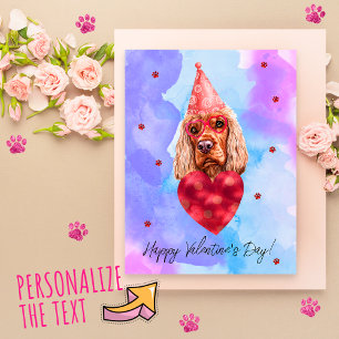 Blue Purple Cocker Spaniel Valentines Day Gift Dog Holiday Postcard