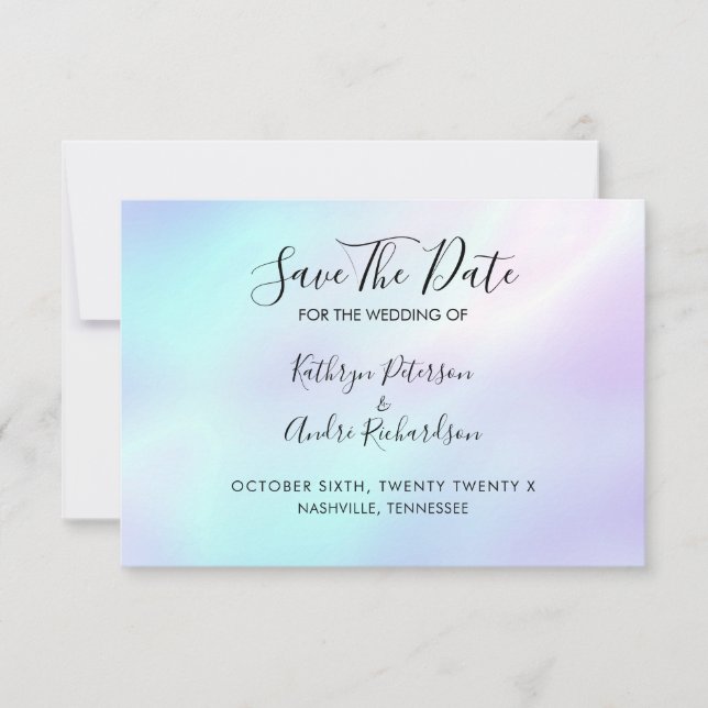 Blue Purple Colour Shift Save The Date Invitation (Front)