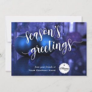 Blue & Purple Corporate Season's Greetings Script Holiday Card
