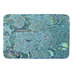 Blue purple cute orchid flowers painting  bath mat