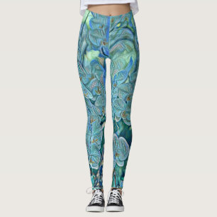 Blue purple cute orchid flowers painting leggings
