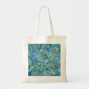 Blue purple cute orchid flowers painting tote bag