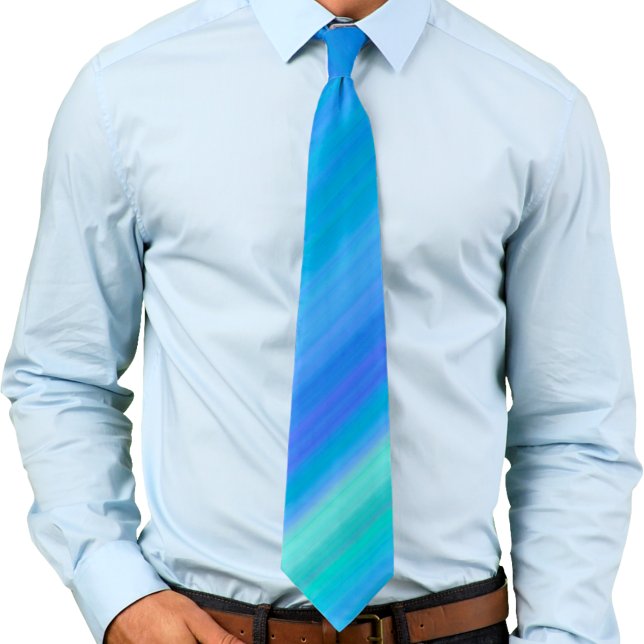 Blue Purple Cyan Green Striped Gradient Tie (Creator Uploaded)