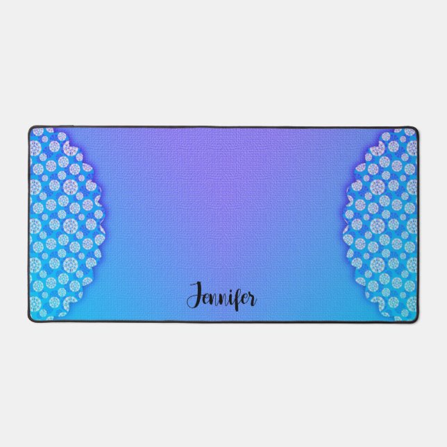 Blue Purple Design Your Name Desk Mat (Front)