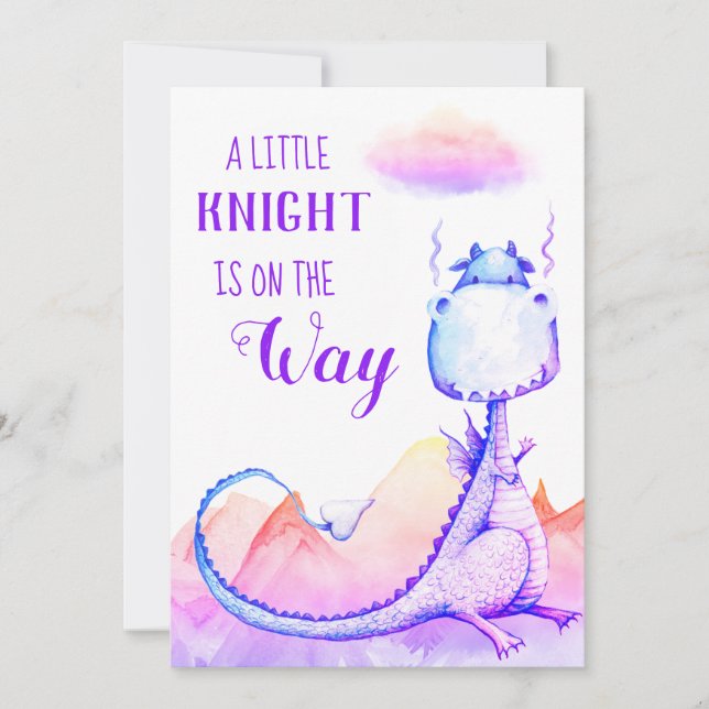 *~* Blue Purple Dragon Baby Boy Shower Invitation (Front)