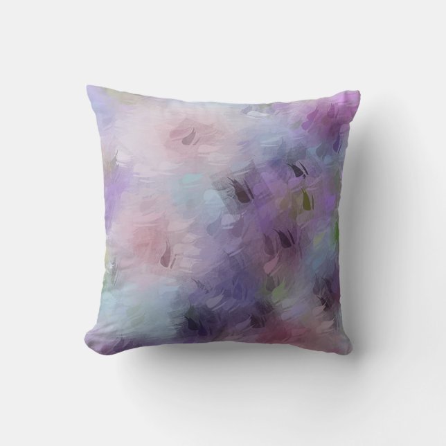 Blue Purple Elegant Abstract Flowers Template Cushion (Front)