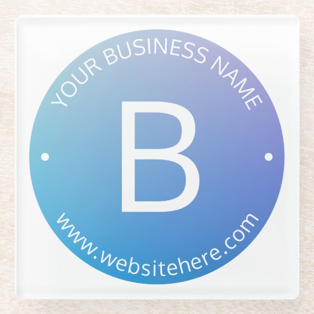 Blue & Purple Fading Ombre with Editable Text Glass Coaster (Front)