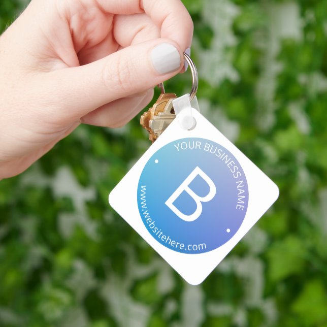 Blue & Purple Fading Ombre with Editable Text Key Ring (Hand)